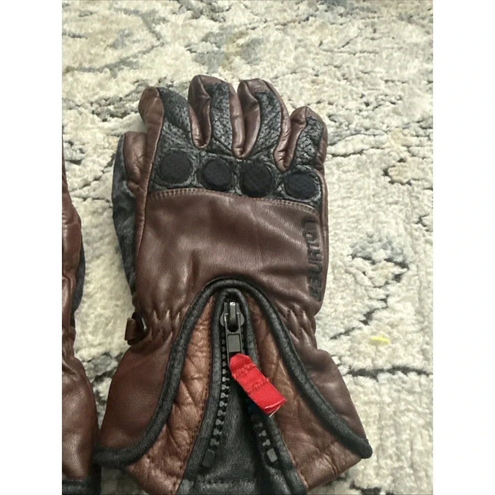 Vintage Ronin Hipora Leather Snowboard Gloves Brown Black Y2K Men's Size Small
